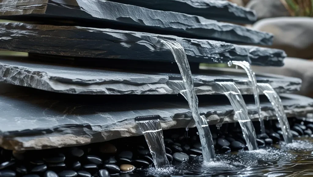 Stacked-Slate-Rock-Fountain-home