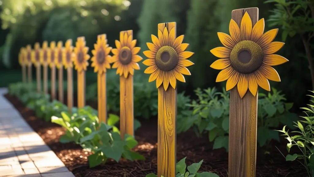 Wooden-Sunflower-Stakes-yard