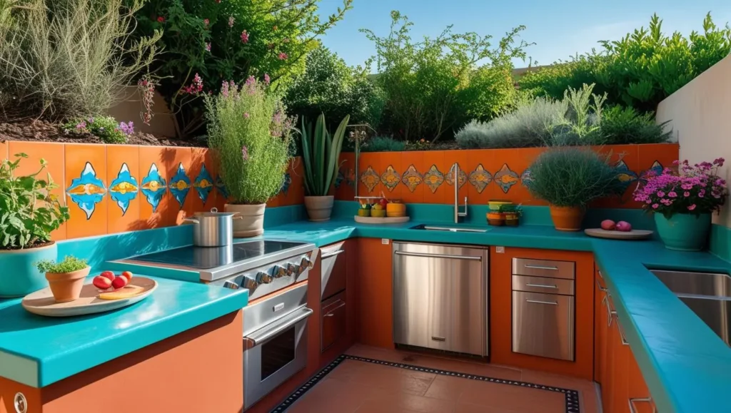L shape kitchen outdoor design