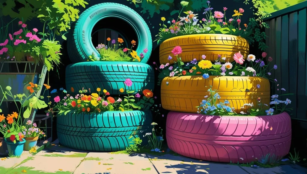 outyard-decor-ideas-with-painted-tyres