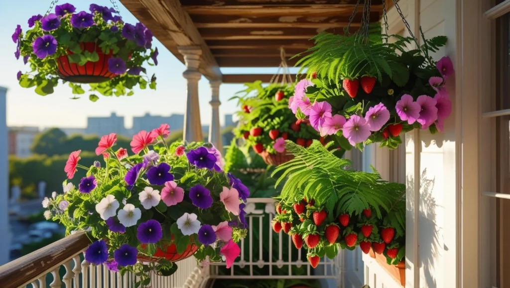 backyard-with-colorful-hanging-basket