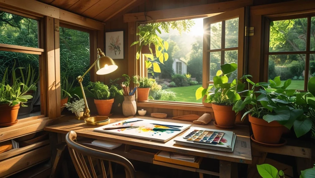 cozy-shed-garden-with-writing-desk
