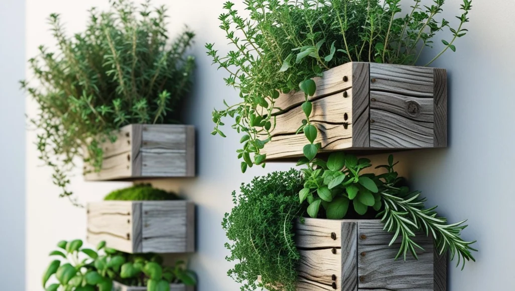 herbs-garden-with-wooden-frame