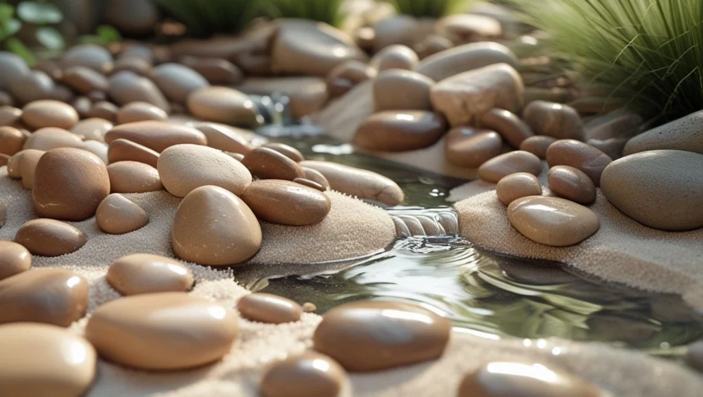 sand-around-pebbles-in-miniature-garden-idea