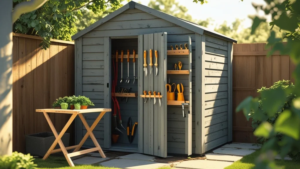 small-backyard-with-wooden-shed