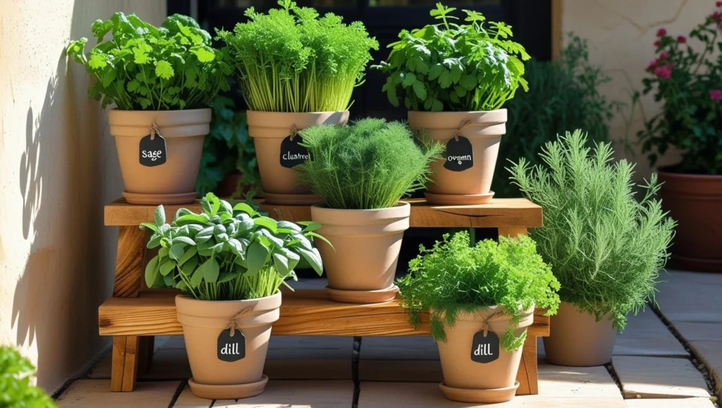 wooden-planters-with-herbs-garden